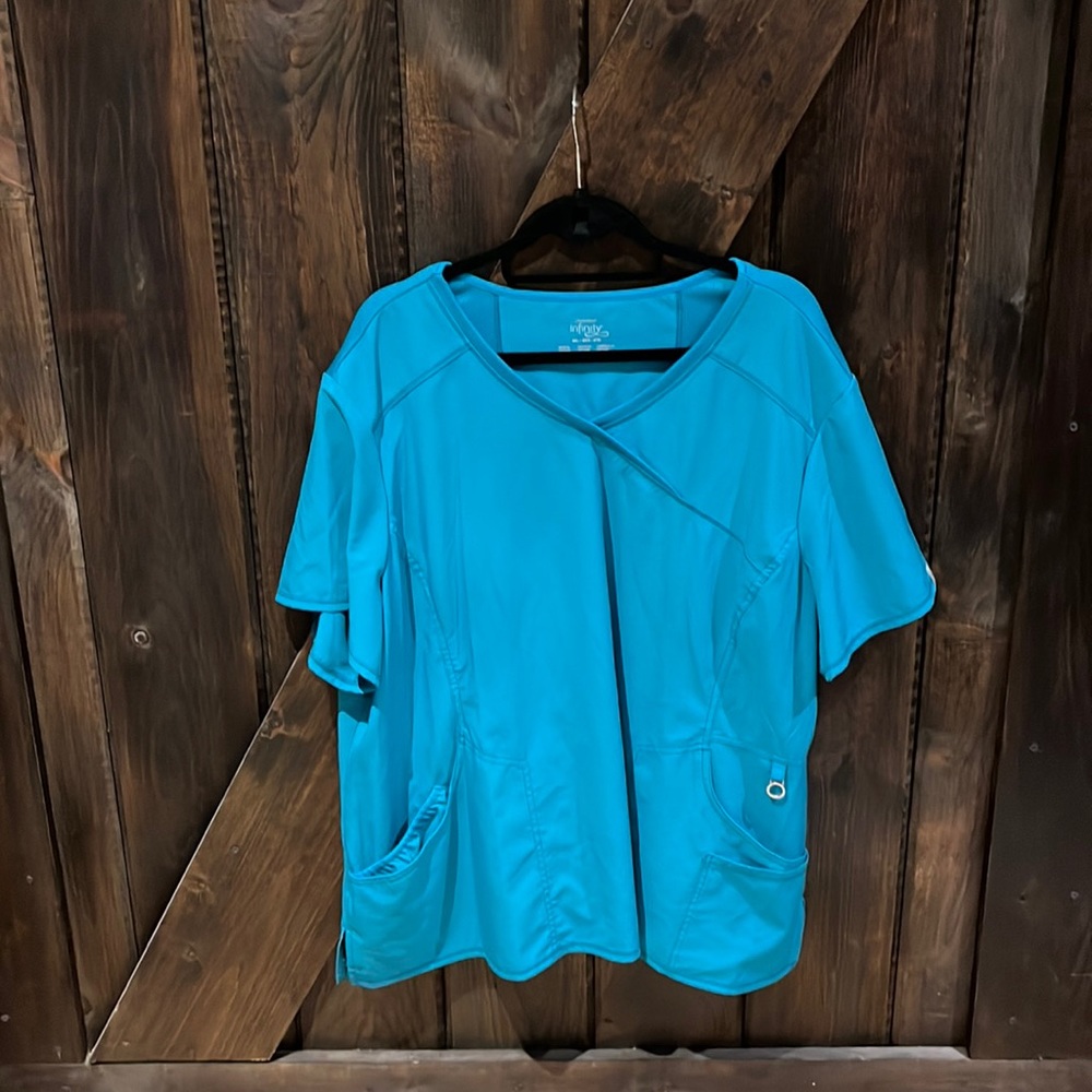 Stretchy teal hospital uniform top